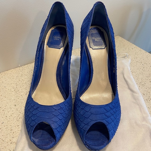 Dior Blue Lizard Peep Toe Pump - Picture 3 of 8
